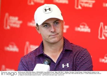 Sept. 25, 2015 - Atlanta, Georgia, United States - Jordan Spieth speaks to the media after the second round of the TOUR Championship by Coca-Cola at East Lake Golf Club. PGA Golf Herren 2015 - TOUR Championship - Round 2 - ZUMAw109
