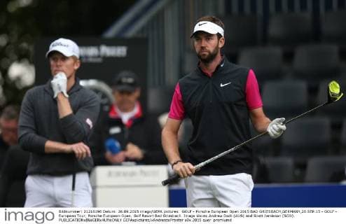 GOLF - Porsche European Open 2015 BAD GRIESBACH,GERMANY,26.SEP.15 - GOLF - European Tour, Porsche European Open, Golf Resort Bad Griesbach. Image shows Andrew Dodt (AUS) and Scott Jamieson (SCO). GEPAxpictures xAndreasxPranter