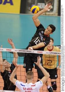 Michael ANDREI (GER),Schmetterball,Aktion, Deutschland (GER)-Frankreich (FRA). Volleyball Vier Laenderturnier in Ludwigsburg am 25.09.2015.