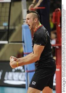 Georg GROZER (GER),Jubel,Freude,Begeisterung,Aktion,Einzelbild,angeschnittenes Einzelmotiv,Halbfigur,halbe Figur, Deutschland (GER)-Frankreich (FRA). Volleyball Vier Laenderturnier in Ludwigsburg am 25.09.2015.