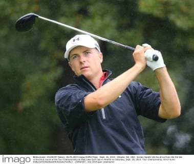 Sept. 26, 2015 - Atlanta, GA, USA - Jordan Spieth hits his drive from the 3rd tee in the third round of the Tour Championship at East Lake Golf Club in Atlanta on Saturday, Sept. 26, 2015. Tour Championship, third round - ZUMAm67_