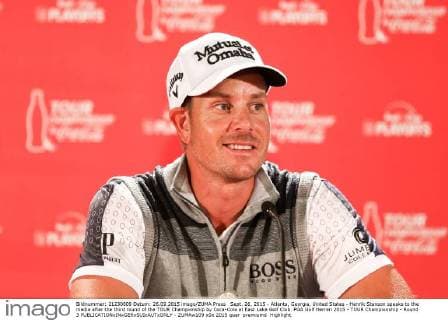 Sept. 26, 2015 - Atlanta, Georgia, United States - Henrik Stenson speaks to the media after the third round of the TOUR Championship by Coca-Cola at East Lake Golf Club. PGA Golf Herren 2015 - TOUR Championship - Round 3 - ZUMAw109