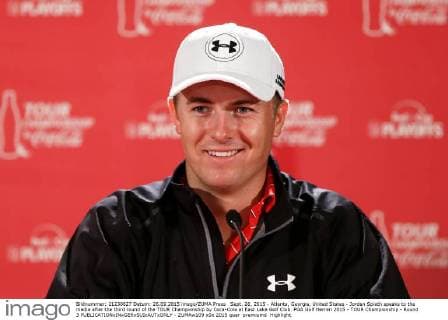 Sept. 26, 2015 - Atlanta, Georgia, United States - Jordan Spieth speaks to the media after the third round of the TOUR Championship by Coca-Cola at East Lake Golf Club. PGA Golf Herren 2015 - TOUR Championship - Round 3 - ZUMAw109