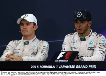 Japanese Grand Prix, Suzuka 24 - 27 September 2015 27.09.2015 - Race, press conference PK Pressekonferenz Nico Rosberg (GER) Mercedes AMG F1 W06 and Lewis Hamilton (GBR) Mercedes AMG F1 W06 