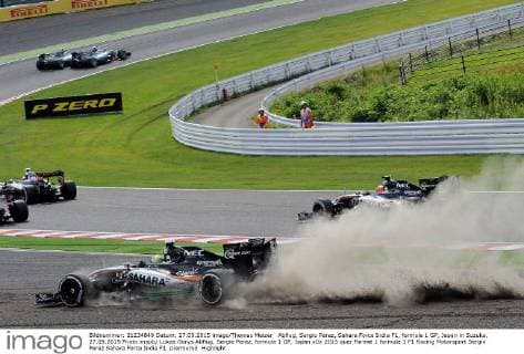 Abflug, Sergio Perez, Sahara Force India F1, formula 1 GP, Japan in Suzuka, 27.09.2015 Photo:mspb Lukas Gorys Abflug, Sergio Perez, formula 1 GP, Japan
