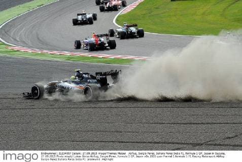 Abflug, Sergio Perez, Sahara Force India F1, formula 1 GP, Japan in Suzuka, 27.09.2015 Photo:mspb Lukas Gorys Abflug, Sergio Perez, formula 1 GP, Japan