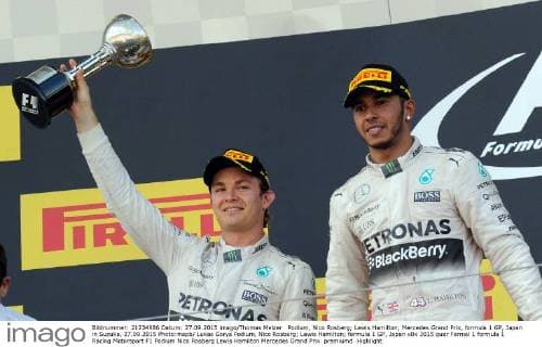Podium, Nico Rosberg; Lewis Hamilton; Mercedes Grand Prix, formula 1 GP, Japan in Suzuka, 27.09.2015 Photo:mspb Lukas Gorys Podium, Nico Rosberg; Lewis Hamilton; formula 1 GP, Japan