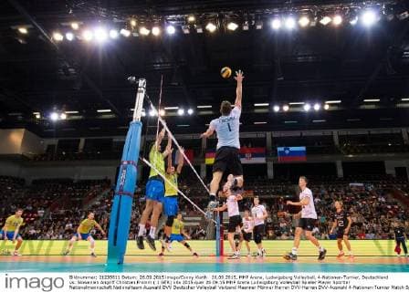 26.09.2015, MHP Arena, Ludwigsburg Volleyball, 4-Nationen-Turnier, Deutschland vs. Slowenien Angriff Christian Fromm ( 1 GER)