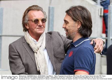 Mainz Praesident Harald Strutz (FSV Mainz 05) und Trainer Martin Schmidt (FSV Mainz 05) FSV Mainz 05 vs FC Bayern Muenchen, Fussball, 1.Bundesliga, 26.09.2015, Copyright: Schueler Eibner-Pressefoto EP_JSE