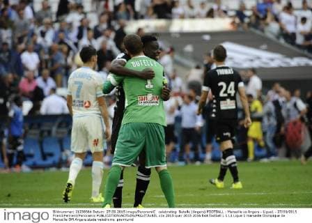 celebrating Butelle (Angers) FOOTBALL : Marseille vs Angers - Ligue1 - 27 09 2015 FranckPennant Panoramic 