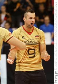 Ludwigsburg , Volleyball 4- Nationen Turnier Deutschland vs. Serbien , Jubel Georg Grozer ( GER )