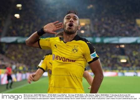 Sonntag 27.09.2015, 1. Bundesliga, Saison 2015 2016, 7. Spieltag in Dortmund, BV Borussia Dortmund - SV Darmstadt 98, Pierre-Emerick Aubameyang (BVB) jubelt nach seinem treffer zum 2:1 DeFodi001