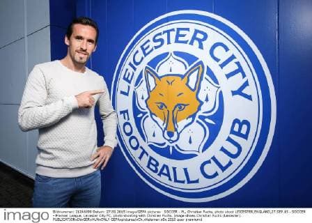 SOCCER - PL, Christian Fuchs, photo shoot LEICESTER,ENGLAND,27.SEP.15 - SOCCER - Premier League, Leicester City FC, photo shooting with Christian Fuchs. Image shows Christian Fuchs (Leicester). GEPAxpictures xCh.xKelemen