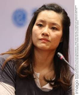 Retired Chinese tennis star Li Na attends a press conference PK Pressekonferenz during the 2015 WTA Tennis Damen Wuhan Open tennis tournament in Wuhan city, central China s Hubei province, 28 September 2015. Li Na highlights press conference at Wuhan Open  20150928_13710