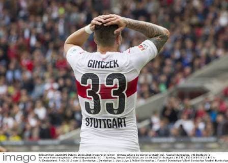 Enttaeuschung bei Daniel GINCZEK (S). Fussball Bundesliga, VfB Stuttgart (S) - Borussia Moenchengladbach (Mönchengladbach) 1:3, 7.Spieltag, Saison 2015 2016, am 26.09.2015 in Stuttgart M E R C E D E S B E N Z A R E N A Deutschland. Â