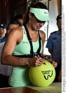 WUHAN, CHINA - SEPTEMBER 28: (CHINA OUT) Martina Hingis of Switzerland visits the Yellow Grane Tower during day two of the 2015 Wuhan Open on September 28, 2015 in Wuhan, Hubei Province of China.  CFP473573930 