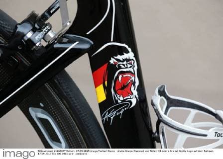Andre Greipel Rennrad von Ridley Mit Andre Greipel Gorilla Logo auf dem Rahmen 17.09.2015