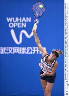 WUHAN, CHINA - SEPTEMBER 29: (CHINA OUT) Elina Svitolina of Ukraine returns a shot against Varvara Lepchenko of America during day three of the 2015 Wuhan Open at Optics Vally International Tennis Center on September 29, 2015 in Wuhan, Hubei Province of China.  CFP473606286 