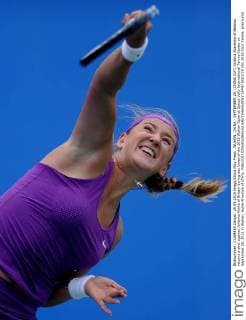 WUHAN, CHINA - SEPTEMBER 29: (CHINA OUT) Victoria Azarenka of Belarus returns a shot against Johanna Konta of Britain during day three of the 2015 Wuhan Open at Optics Vally International Tennis Center on September 29, 2015 in Wuhan, Hubei Province of China.  CFP473610729 