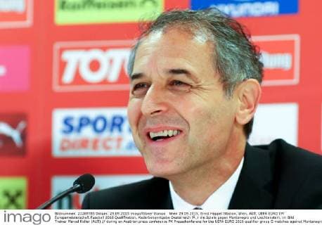 Wien 29.09.2015, Ernst Happel Stadion, Wien, AUT, UEFA EURO EM Europameisterschaft Fussball 2016 Qualifikation, Kaderbekanntgabe Oesterreich fÂ¸r die Spiele gegen Montenegro und Liechtenstein, im Bild Trainer Marcel Koller (AUT) during an Austrian press conference PK Pressekonferenz for the UEFA EURO 2016 qualifier group G matches against Montenegro and Liechtenstein at the Ernst Happel Stadion, Vienna, Austria on 2015 09 29.  EP_puc  