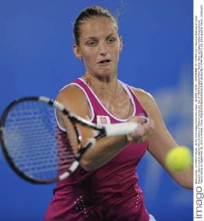 WUHAN, CHINA - SEPTEMBER 30: (CHINA OUT) Karolina Pliskova of Czech Republic returns a shot against Elina Svitolina of Ukraine during day four of 2015 Dongfeng Motor Wuhan Open at Optics Valley International Tennis Center on September 30, 2015 in Wuhan, China.  CFP473667671 