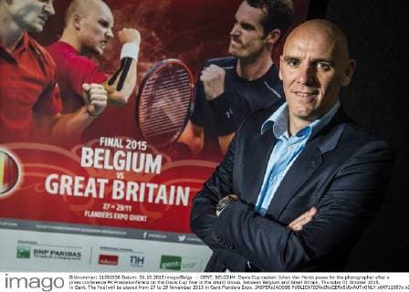 - GENT, BELGIUM: Davis Cup captain Johan Van Herck poses for the photographer after a press conference PK Pressekonferenz on the Davis Cup final in the World Group, between Belgium and Great Britain, Thursday 01 October 2015, in Gent. The final will be played from 27 to 29 November 2015 in Gent Flanders Expo. JASPERxJACOBS  x04712097x