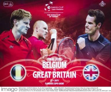 - GENT, BELGIUM: Illustration picture shows a flyer at a press conference PK Pressekonferenz on the Davis Cup final in the World Group, between Belgium and Great Britain, Thursday 01 October 2015, in Gent. The final will be played from 27 to 29 November 2015 in Gent Flanders Expo. JASPERxJACOBS  x04712132x