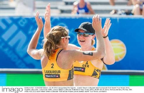 swatch Beach volleyball Beachvolleyball FIVB World Tour Finals 2015, Chantal Laboureur, Julia Sude (GER); swatch Beach Volleyball FIVB World Tour Finals 2015, 29.09.-04.10.2015, Fort Lauderdale, Florida, USA xPWx