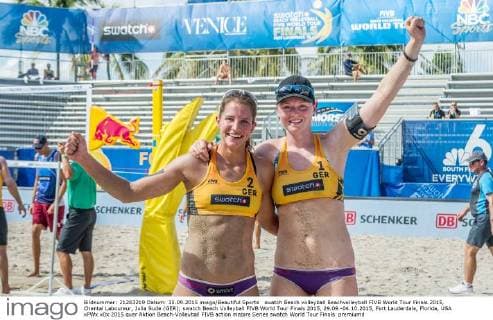 swatch Beach volleyball Beachvolleyball FIVB World Tour Finals 2015, Chantal Laboureur, Julia Sude (GER); swatch Beach Volleyball FIVB World Tour Finals 2015, 29.09.-04.10.2015, Fort Lauderdale, Florida, USA xPWx