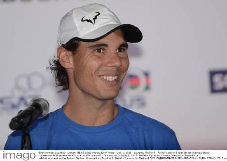 Oct. 1, 2015 - Bangko, Thailand - Rafael Nadal of Spain smiles during a press conference PK Pressekonferenz at a hotel in Bangkok, Thailand on October 1, 2015. Nadal will play with Novak Djokovic of Serbia in an exhibition match at the Indoor Stadium Huamark on October 2. Nadal v Djokovic in Thailand  - ZUMAn230