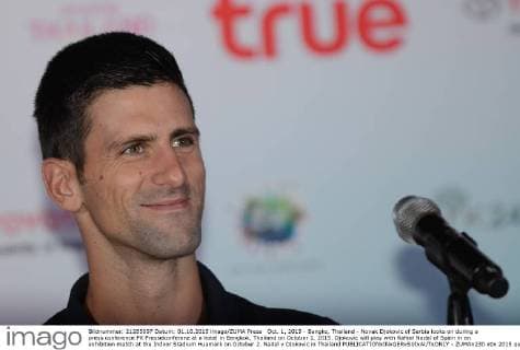 Oct. 1, 2015 - Bangko, Thailand - Novak Djokovic of Serbia looks on during a press conference PK Pressekonferenz at a hotel in Bangkok, Thailand on October 1, 2015. Djokovic will play with Rafael Nadal of Spain in an exhibition match at the Indoor Stadium Huamark on October 2. Nadal v Djokovic in Thailand  - ZUMAn230