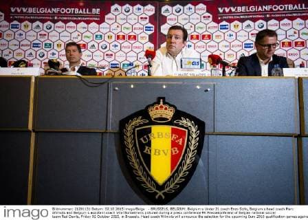 - BRUSSELS, BELGIUM: Belgium s Under 21 coach Enzo Scifo, Belgium s head coach Marc Wilmots and Belgium s assistant coach Vital Borkelmans pictured during a press conference PK Pressekonferenz of Belgian national soccer team Red Devils, Friday 02 October 2015, in Brussels. Head coach Wilmots will announce the selection for the upcoming Euro 2016 qualification games against Andorra and Israel. LAURIExDIEFFEMBACQ  x04712744x
