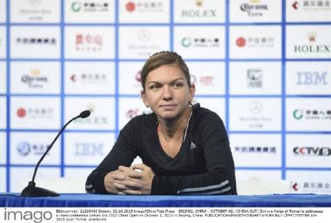 BEIJING, CHINA - OCTOBER 02: (CHINA OUT) Simona Halep of Romania addresses a news conference before the 2015 China Open on October 2, 2015 in Beijing, China.  CFP473769700 