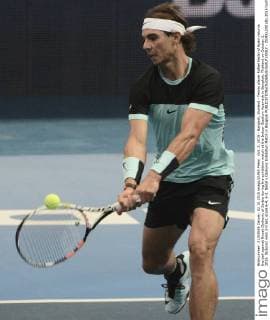 Oct. 2, 2015 - Bangkok, thailand - Tennis player Rafael Nadal of Spain returns the ball against Novak Djokovic of Serbia during the exhibition match at the Indoor Stadium Huamark in Bangkok, Thailand on October 2, 2015. Djokovic wins 2-0 set, score 6-4, 6-2. Nadal v Djokovic Exhibition Match in Bangkok  - ZUMAn230
