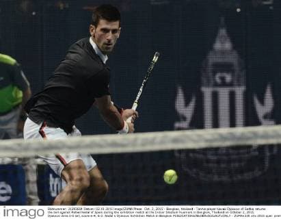 Oct. 2, 2015 - Bangkok, thailand - Tennis player Novak Djokovic of Serbia returns the ball against Rafael Nadal of Spain during the exhibition match at the Indoor Stadium Huamark in Bangkok, Thailand on October 2, 2015. Djokovic wins 2-0 set, score 6-4, 6-2. Nadal v Djokovic Exhibition Match in Bangkok  - ZUMAn230
