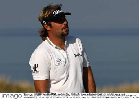 02.10.2015. Kingsbarns, Scotland. Alfred Dunhill Links Golf, second round. Victor Dubuisson of France reacts to his approach shot on the 7th hole xDavidxBlunsdenx  ActionPlus11667571