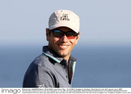 02.10.2015. Kingsbarns, Scotland. Alfred Dunhill Links Golf, second round. 2007 Dunhill Links Championship winner Nick Dougherty on the 18th tee xDavidxBlunsdenx  ActionPlus11667579