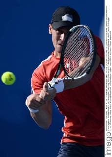 BEIJING, CHINA - OCTOBER 03: (CHINA OUT) Djordje Djokovic of Serbia returns a shot against Simone Bolelli of Italy in Singles Qualifying on day one of 2015 China Open at the China National Tennis Center on October 3, 2015 in Beijing, China.  CFP473800209 