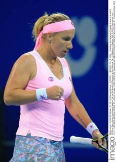 (151003) -- BEIJING, Oct. 3, 2015 -- Svetlana Kuznetsova of Russia is seen in a match of China Open tennis tournament against Carina Witthoeft of Germany at the National Tennis Stadium in Beijing, Oct. 3, 2015. Kuznetsova won 2-0. ) (SP)CHINA-BEIJING-TENNIS WTA Tennis Damen CHINA OPEN (CN) XingxGuangli 