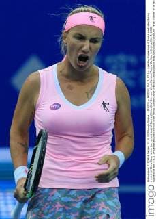(151003) -- BEIJING, Oct. 3, 2015 -- Svetlana Kuznetsova of Russia celebrates during a match of China Open tennis tournament against Carina Witthoeft of Germany at the National Tennis Stadium in Beijing, Oct. 3, 2015. Kuznetsova won 2-0. ) (SP)CHINA-BEIJING-TENNIS WTA Tennis Damen CHINA OPEN (CN) XingxGuangli 