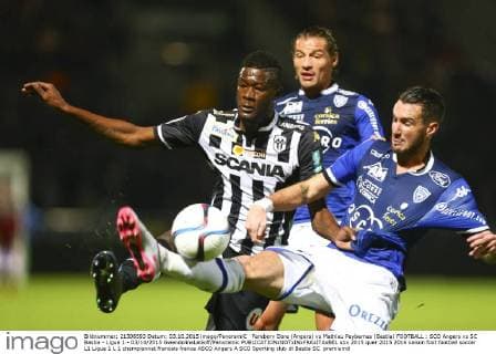 Ferebory Dore (Angers) vs Mathieu Peybernes (Bastia) FOOTBALL : SCO Angers vs SC Bastia - Ligue 1 - 03 10 2015 GwendolineLeGoff Panoramic 