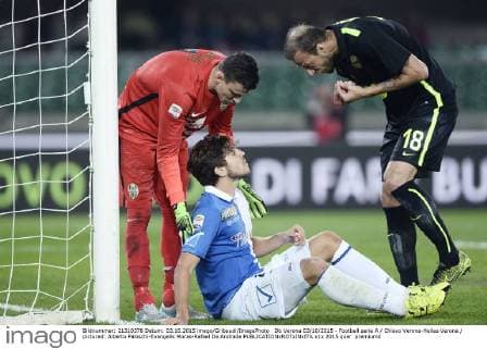 Db Verona 03 10 2015 - Football serie A Chievo Verona-Hellas Verona pictured: Alberto Paloschi-Evangelis Moras-Rafael De Andrade 