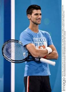 BEIJING, CHINA - OCTOBER 03: (CHINA OUT) Novak Djokovic of Serbia takes part in a charity promotion on day one of the 2015 China Open at the China National Tennis Centre on October 3, 2015 in Beijing, China.  CFP473807859 