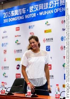 WUHAN, CHINA - OCTOBER 03: (CHINA OUT) Garbine Muguruza of Spain addresses a news conference after the finals match on day seven of 2015 Wuhan Open at at Optics Valley International Tennis Center on October 3, 2015 in Wuhan, Hubei Province of China.  CFP473807892 