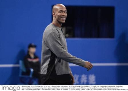 BEIJING, CHINA - OCTOBER 03: (CHINA OUT) American professional basketball player Stephon Marbury highlights the Women s Singles match between Ana Ivanovic of Serbia and Casey Dellacqua of Australia on day one of the 2015 China Open at the China National Tennis Centre on October 3, 2015 in Beijing, China.  CFP473808303 