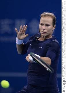 BEIJING, CHINA - OCTOBER 03: (CHINA OUT) Varvara Lepchenko of USA returns a shot against Wang Qiang of China in the first round of Women s Singles match on day one of the 2015 China Open at the China National Tennis Centre on October 3, 2015 in Beijing, China.  CFP473812503 
