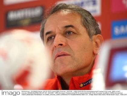 SOCCER - UEFA EURO EM Europameisterschaft Fussball 2016 quali, MNE vs AUT, preview VIENNA,AUSTRIA,05.OCT.15 - SOCCER - UEFA European Championship EM Europameisterschaft 2016, European Qualifiers, OEFB international match Länderspiel Montenegro vs Austria, preview, press conference PK Pressekonferenz team AUT. Image shows head coach Marcel Koller (AUT). GEPAxpictures xChristianxOrt