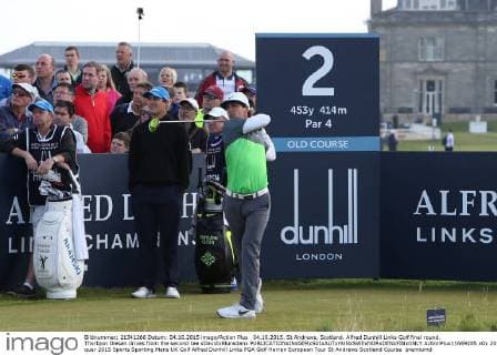 04.10.2015. St Andrews, Scotland. Alfred Dunhill Links Golf final round. Thorbjon Olesen drives from the second tee xDavidxBlunsdenx  ActionPlus11669285