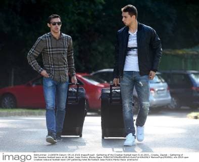 Gathering of the Croatian football team 5.10.2015., Croatia, Zagreb - Gathering of the Croatian football team at AS Hotel. Josip Pivaric, Marko Pjaca.  MarkoxPrpic PIXSELL