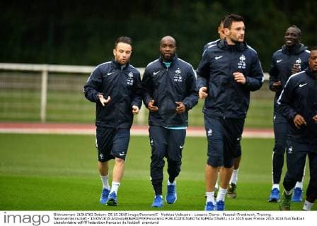 Mathieu Valbuena - Lassana Diarra - Fussball Frankreich, Training Nationalmannschaft - 10 05 2015 AnthonyBIBARD FEP Panoramic 